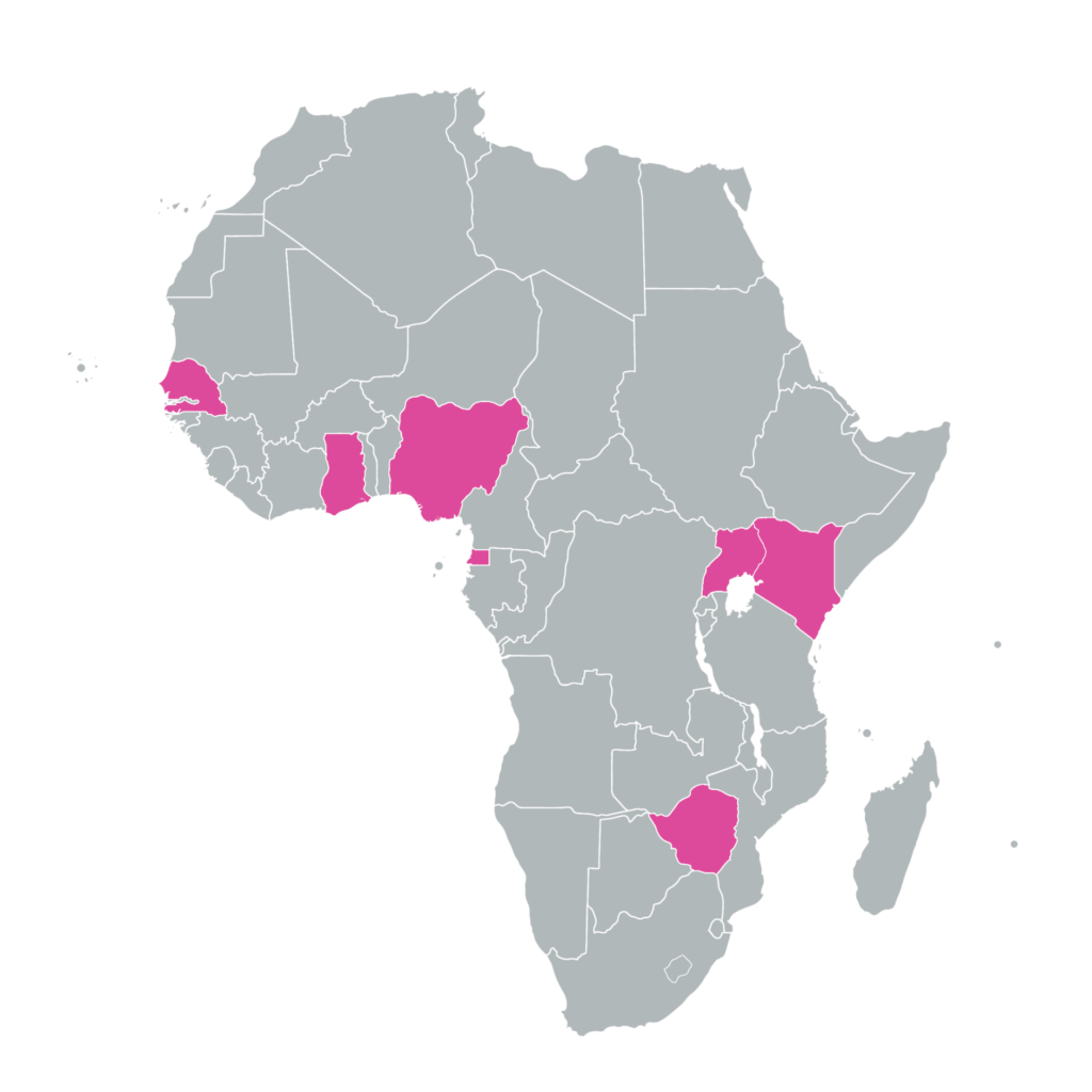 African map with marked countries