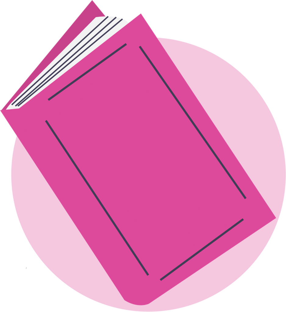 Illustration of a pink book floating